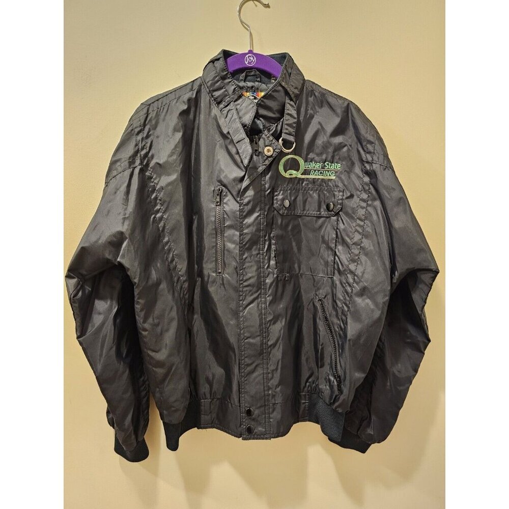 Men's Vintage Quaker State Racing Zip Up Jacket Black Size Medium‎